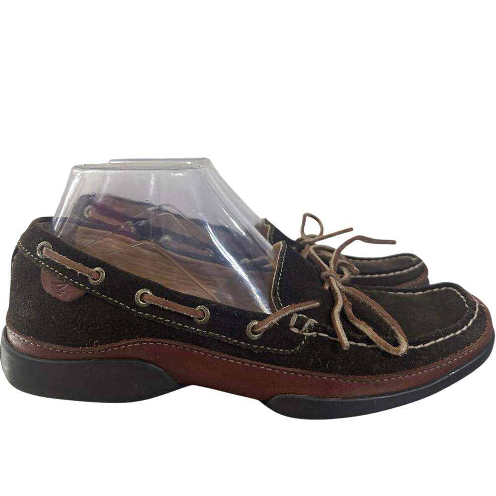 Sperry Top-Sider brown suede leather boat deck loafers w/tan laces W-size 9